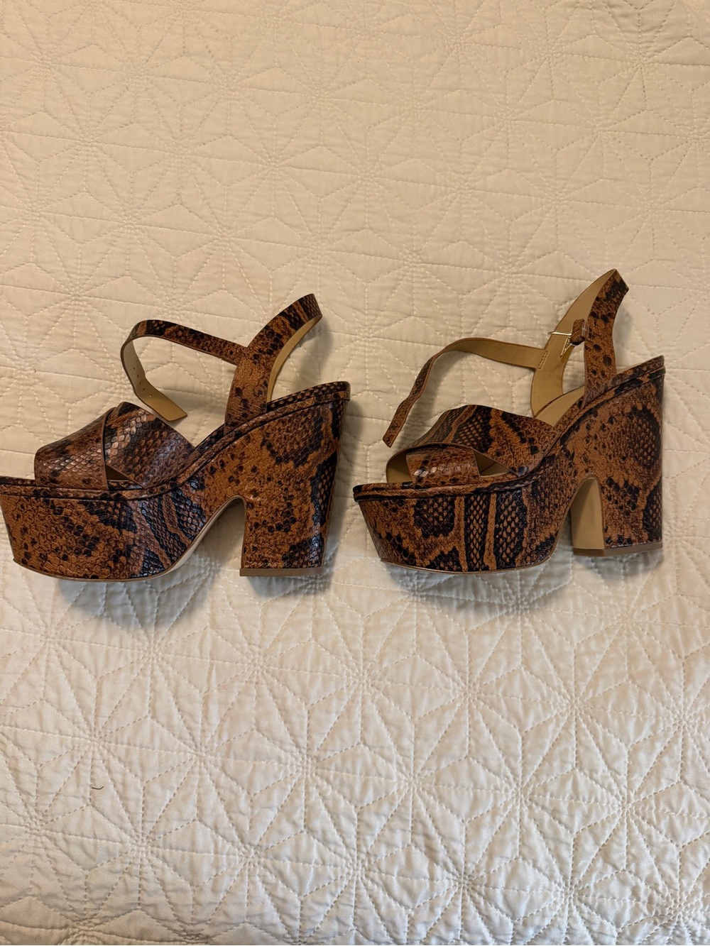 Michael Kors Brown Snake-Print Platform Shoes- Women